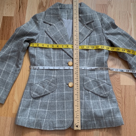 Vtg Windowpane Plaid wool blazer jacket - Picture 13 of 16